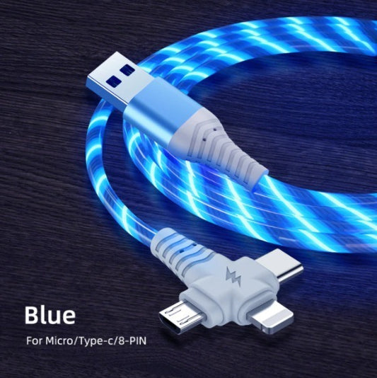Cable Triple Para iPhone / Micro Usb / Usb C - Iluminado Led